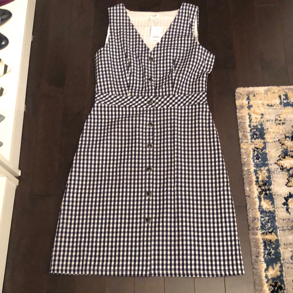 BNWT JCrew Navy Gingham Dress